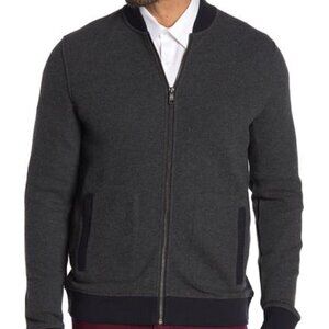 Toscano textured zipper knit bomber jacket charcoal gray men new Large